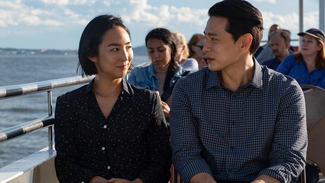 Teo Yoo and Greta Lee in a scene from the Korean film Past Lives.