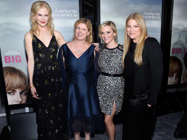 Nicole Kidman, Liane Moriarty, Reese Witherspoon and executive producer Bruna Papandrea pose at the 2017 premiere of Big Little Lies in Los Angeles. Picture: Getty Images