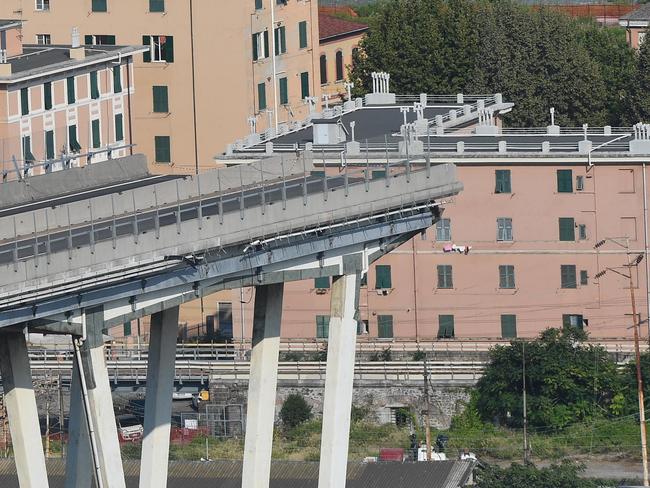 A view of the collapsed Morandi highway bridge, in Genoa, Italy. Picture: AP
