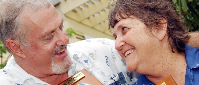 Malcolm and Esme Beck pictured in 2004 after completing 40 years' services with Lutheran Education Australia. Picture: Aaron Curran