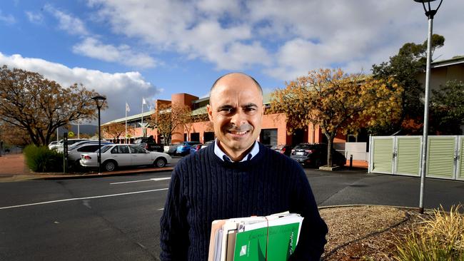 Tea Tree Gully councillor Paul Barbaro outside the City of Tea Tree Gully civic centre at Modbury. Picture: Sam Wundke/AAP