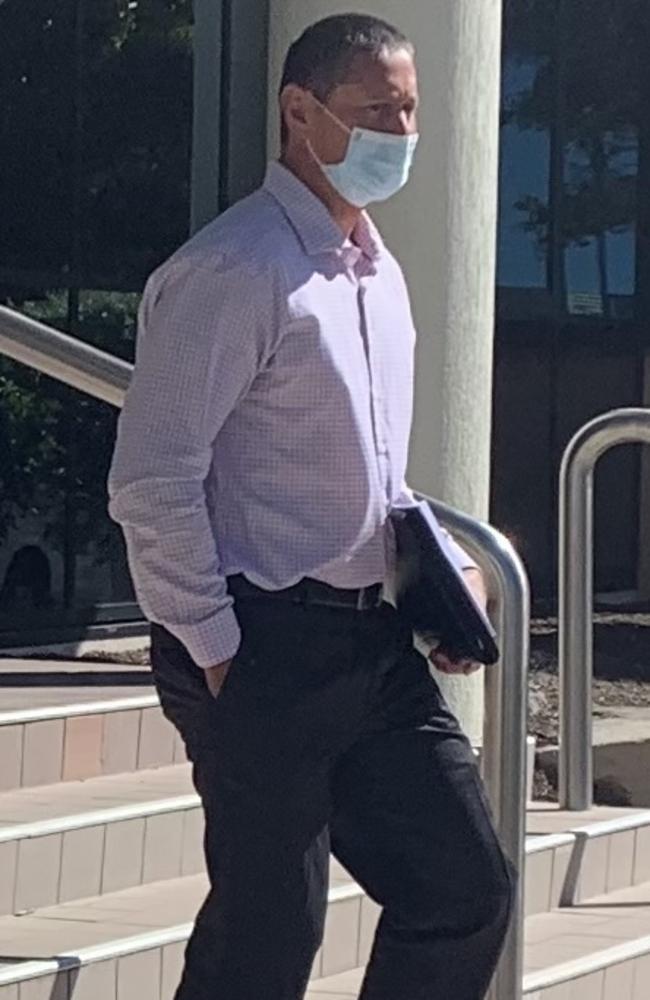 Charles George Crews, 44, leaves Maroochydore Magistrates Court after pleading guilty to using a carriage service to menace, harass or cause offence.