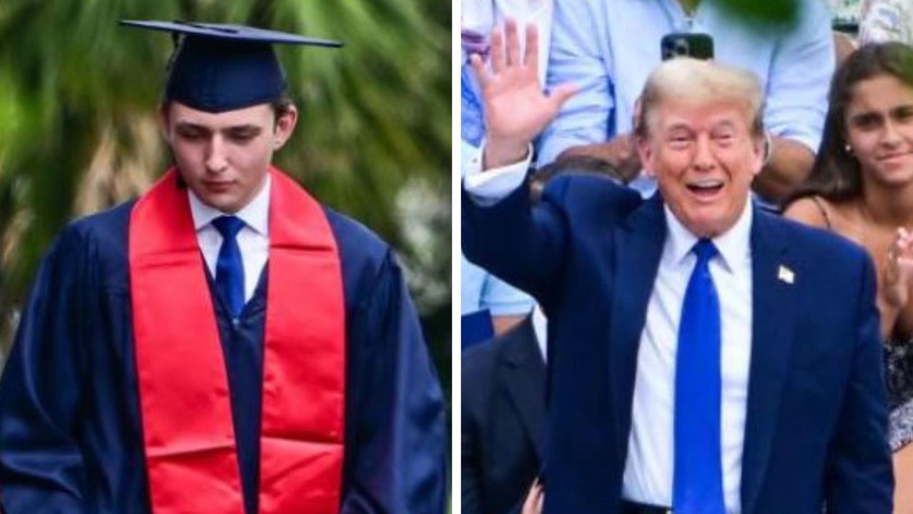 Donald Trump all smiles at son Barron's graduation