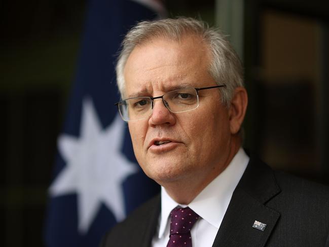 Prime Minister Scott Morrison took part in a Central Coast town hall over the phone. Picture: NCA NewsWire / Gary Ramage