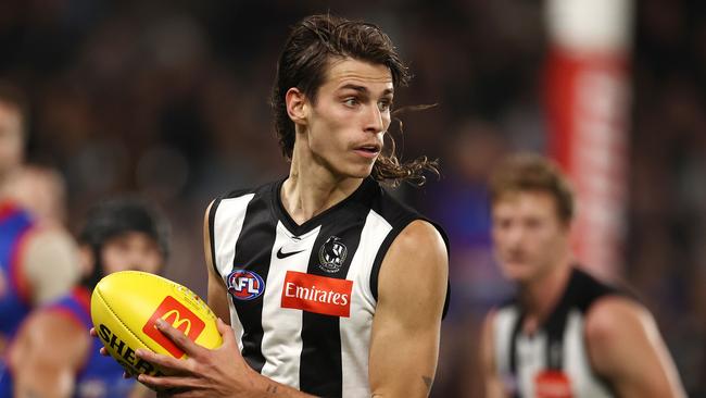 Caleb Poulter played 11 games for Collingwood in his debut season but only managed one appearance in 2022 before he was delisted. Picture: Michael Klein