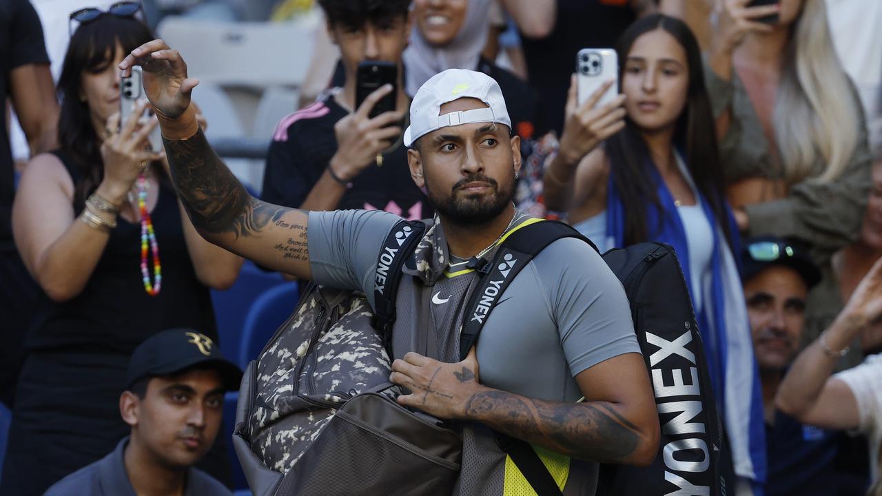 Is this the last time Kyrgios says goodbye at Melbourne Park? Picture: Michael Klein