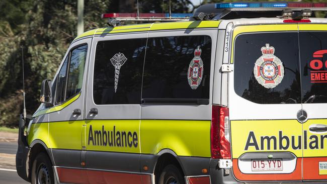 Emergency services were called after a vehicle crashed down an embankment at Jimbour East. Picture: Kevin Farmer