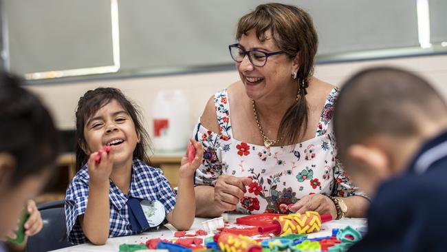 Kindergarten teacher Mrs Da Ruos with Alexia. Picture: Monique Harmer