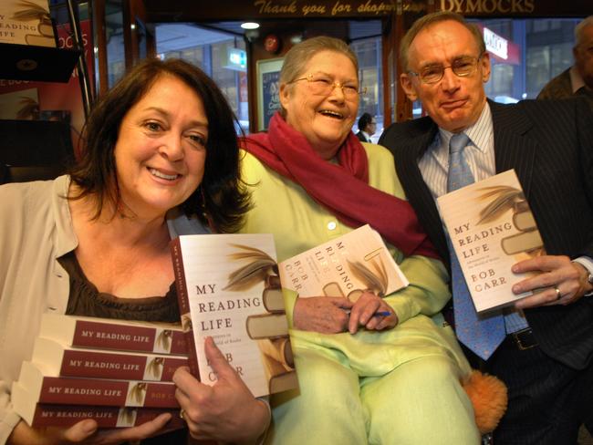 Well respected ... Radio and TV personality Wendy Harmer with author Colleen McCullough and former NSW Premier Bob Carr at the launch of his book 'My Reading Life, Adventures in the World of Books' in Sydney.