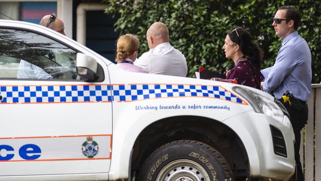 Toowoomba detectives at the scene of an incident at a house on Ruthven St, Friday, December 24, 2021. Picture: Kevin Farmer