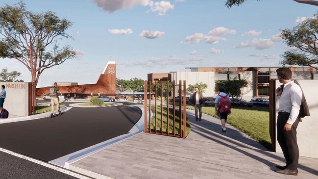 A design of the new entrance to Marcellin College opposite the smoke stack.