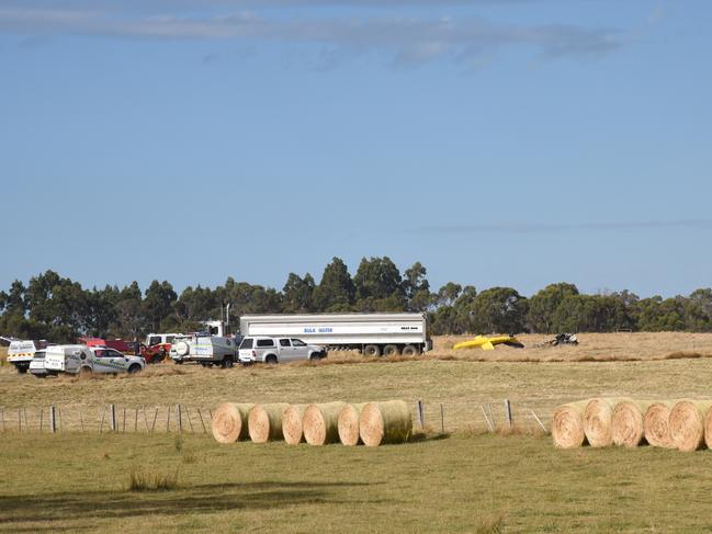 Helicopter crash at Lebrina. Picture: Alex Treacy