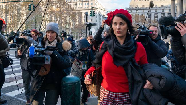 Sarah Ransome, a victim of Jeffrey Epstein, arrives for Ghislaine Maxwell’s trial. Picture: AFP.