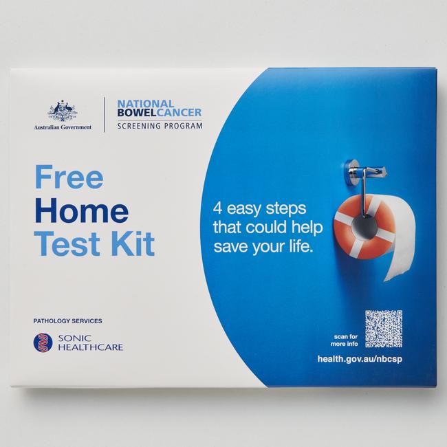 The free at-home bowel cancer screening kit is available every two years to Australians aged 50 to 74 as part of the National Bowel Cancer Screening Program. Picture: supplied