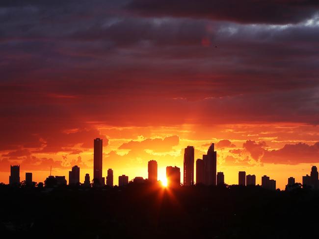 Morning Gold Coast! a magnificent sunrise greeted early risers to start the Gold coast Show holiday.  Picture Glenn Hampson