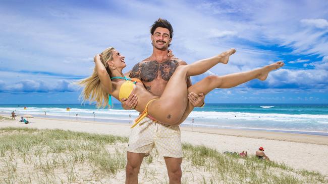 Jake O’Brien and Holly MacAlpine are one of six couples (and two Aussie couples) who will star on the upcoming season of U.S. reality show Ex On The Beach. Picture: Nigel Hallett.