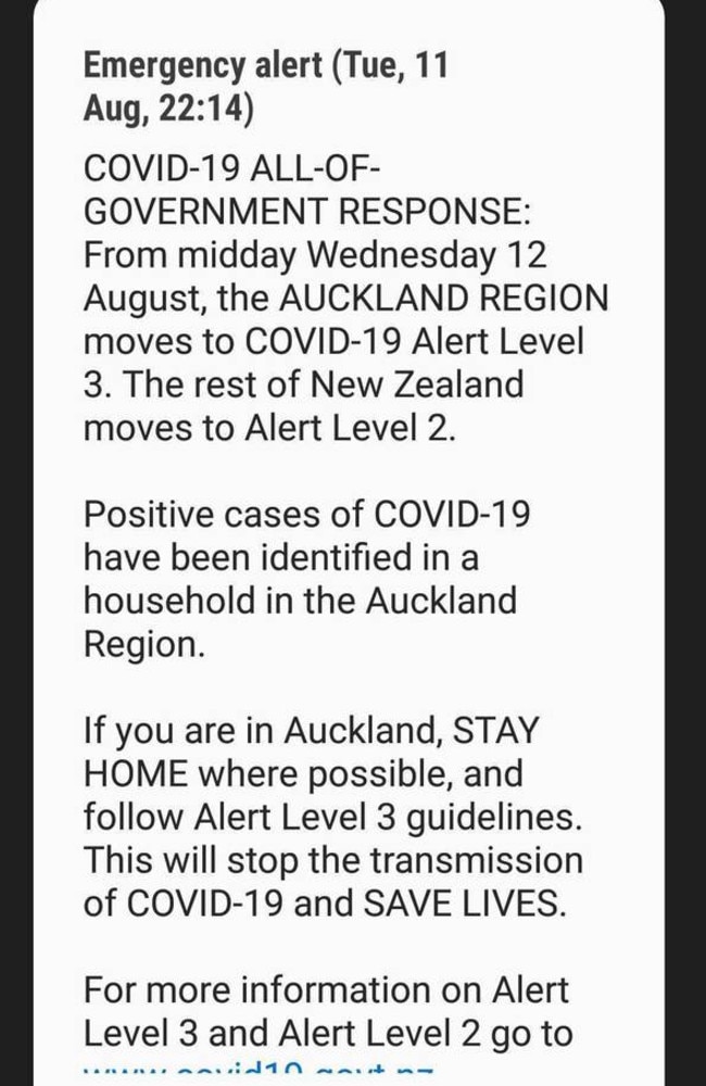 This alert was sent to New Zealanders' phones.