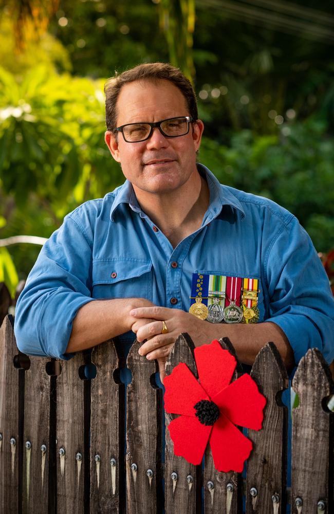 Solomon MP Luke Gosling in the driveway of his Ludmilla home. Picture: Che Chorley