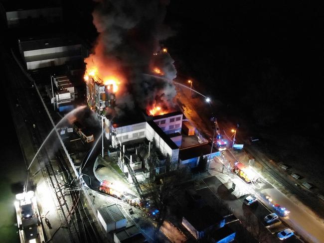 A fire at the Renesas Electronics’ Naka plant in Japan. Picture: Supplied