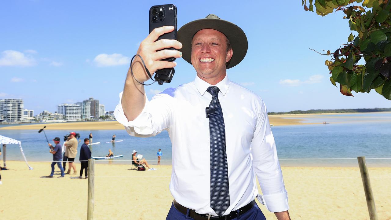 Premier Steven Miles, on the Sunshine Coast on Thursday, has made quite a fist of the campaign. Picture: Adam Head