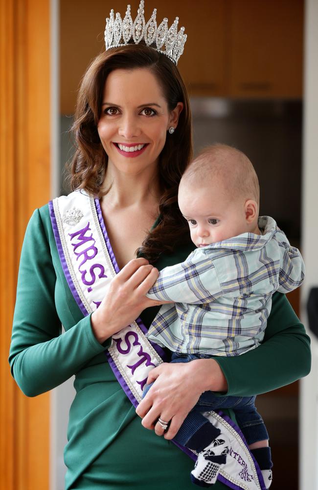 Mrs Australia 2015 Piper O'Neill with her son Taylor Green. Picture Cameron Richardson