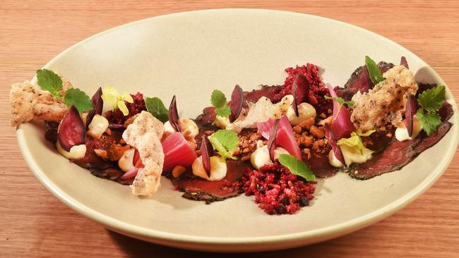 Masons of Bendigo’s kangaroo loin carpaccio.