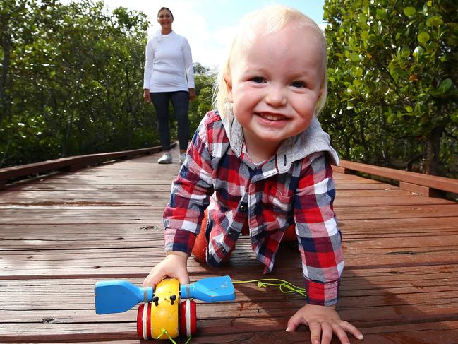 Max Clark 2 Robina takes a walk with his Nan Betina Meade (0408030386) at Beree Badalla Reserve at Currumbin. Pics Adam Head
