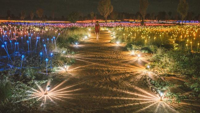 Field of Light art installation by Bruce Munro at Uluru. Picture: Tourism NT