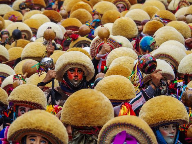 Dancers perform during the celebration of the "Parachicos" traditional festivity in Chiapa de Corzo in Mexico. Picture: Raúl Vera/AFP