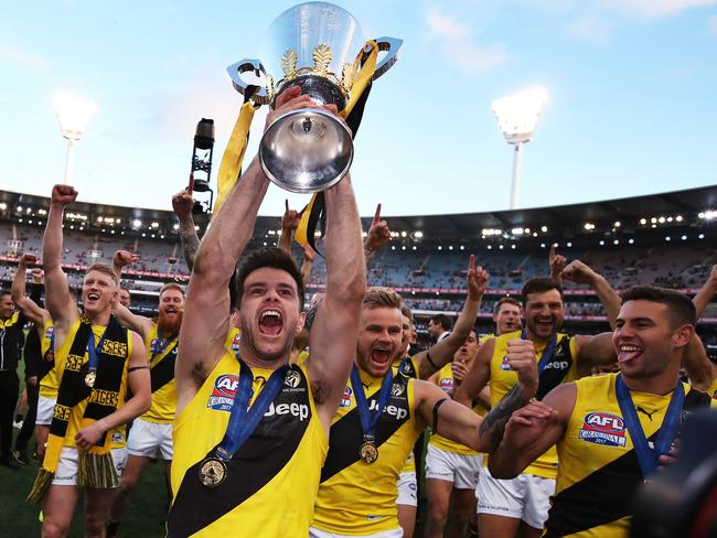 Trent Cotchin led Richmond to a shock premiership in 2017. Picture: Phil Hillyard