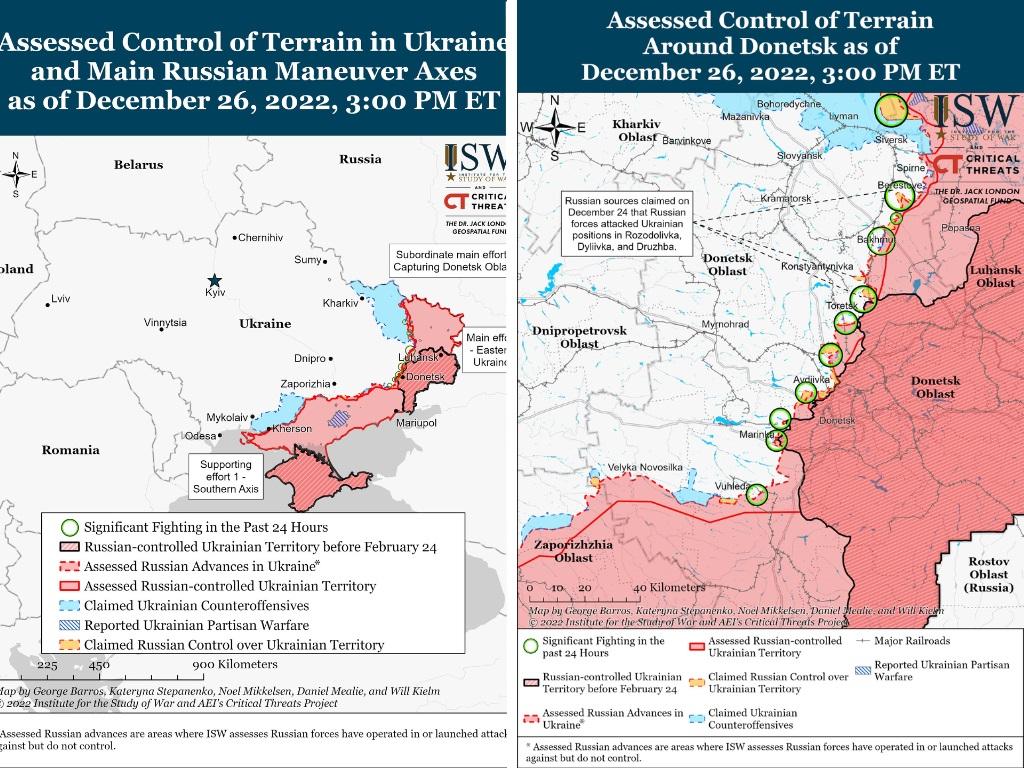 The latest control-of-terrain maps of Russia's invasion of Ukraine. Picture: ISW