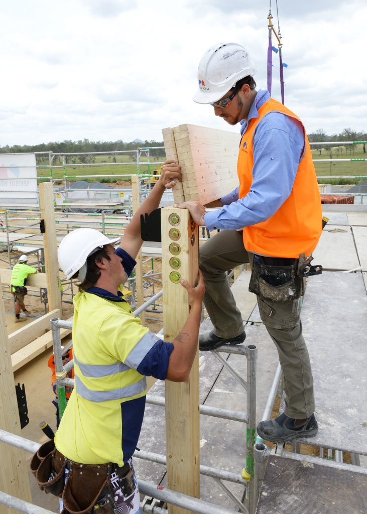 Construction has started on the first bulding in the Ripley Valley growth corridor with the Ecco Ripley Sales and Information Centre frame constructed. Photo: Rob Williams / The Queensland Times. Picture: Rob Williams