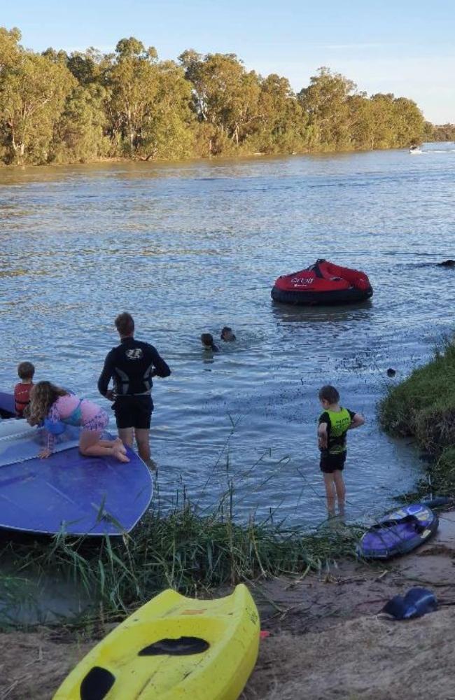 The family enjoys time on the river during the camping trip. Picture: Supplied