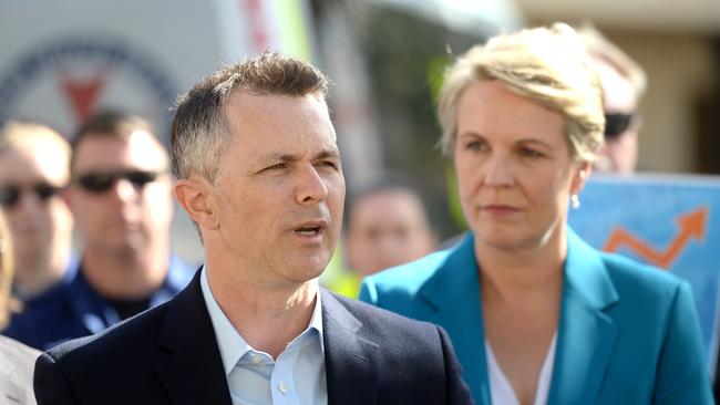 Blaxland federal Labor MP Jason Clare and Deputy Opposition Leader Tanya Plibersek at Bankstown Hospital. Picture: Jeremy Piper