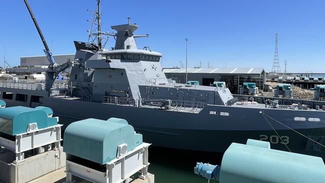 At ASC Osborne, the official launch of OPV Arafura. 16 December 2021. Picture Dean Martin