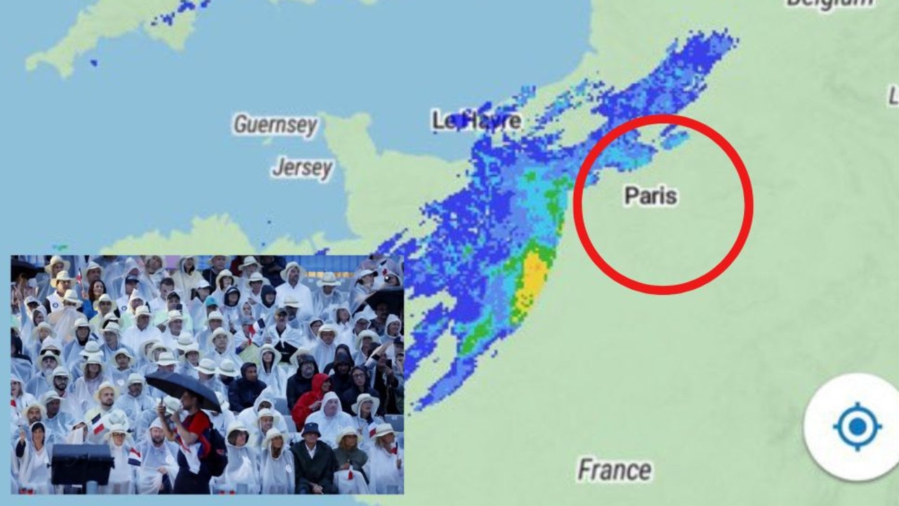 The weather map as the opening ceremony unfolded in Paris.