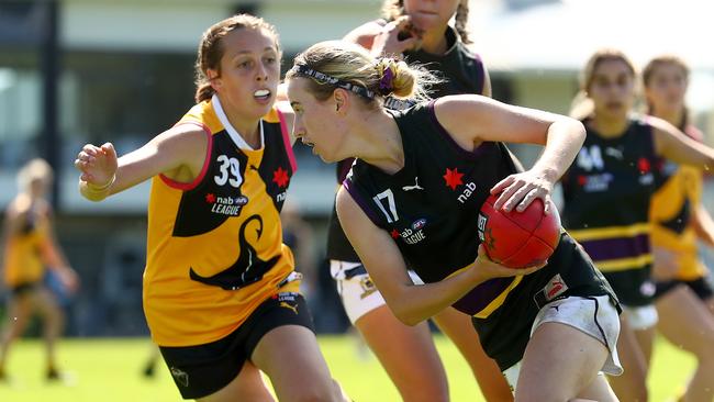 The NAB League girls’ competition provides a pathway into the AFLW. Picture: Kelly Defina/AFL Photos/via Getty Images