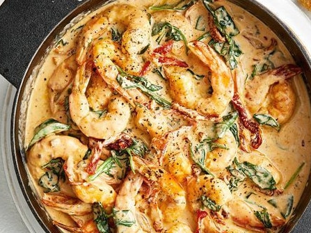 Creamy Tuscan garlic prawns.