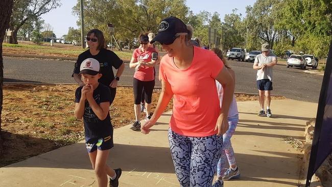 FUN RUN: Vicky Parker on her 50th park run with her son.