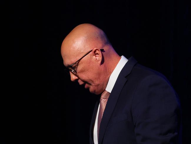 \Opposition Leader Peter Dutton concedes defeat in the federal election. Picture: Patrick Hamilton