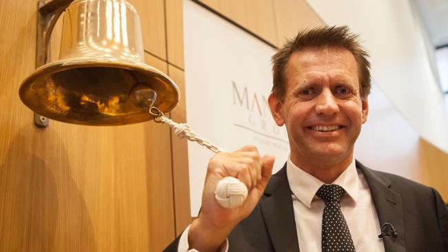 Mantra chief executive officer Bob East rings the bell to mark Mantra Group's listing on the Australian Stock Exchange in 2014.