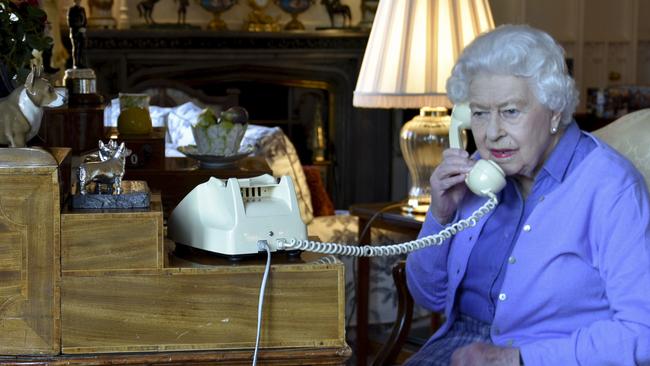 Queen Elizabeth speaks to Prime Minister Boris Johnson from Windsor Castle, the first time she has carriedout her weekly audience by remote. Picture: Buckingham Palace via AP.