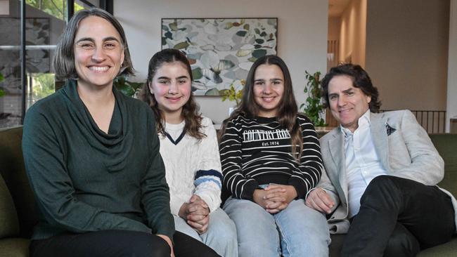 Professor Katine D'Onise with husband Roberto and daughters Iliana and Valentina. Picture: Brenton Edwards