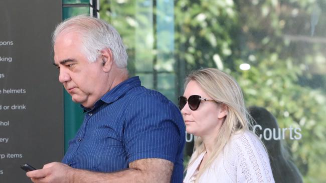 Kon Petropoulos and his wife Liudmila Petropoulos leaving the Geelong Magistrates Courtrooms in March, 2020.