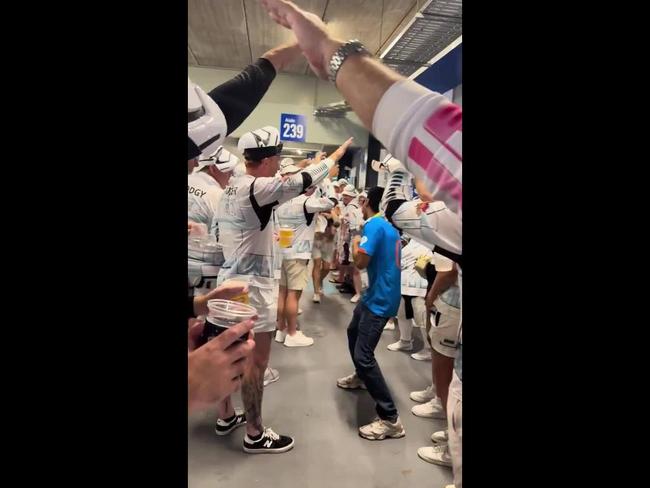 Cricket fans still having fun despite rain at the Gabba