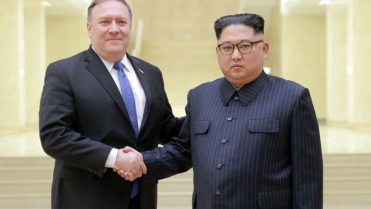 Can North Korea and the United States reach a deal? Here we see Kim shaking hands with US secretary of state Mike Pompeo. Pic: AFP