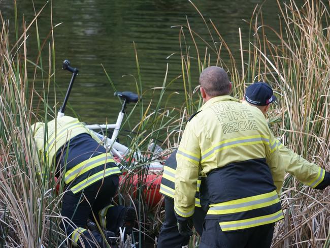 Mount Gambier MFS and SES rescued a young boy from Valley Lake this afternoon. Picture: Jessica Ball