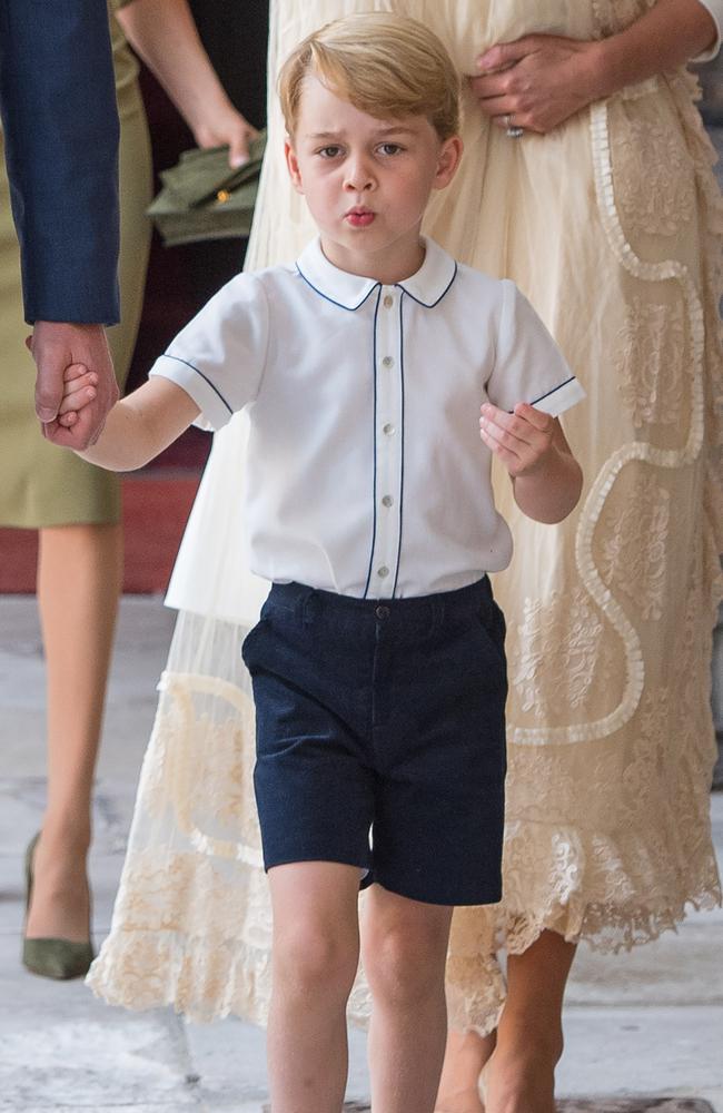 Prince George wore this shirt and shorts set from Amaia Kids to his brother’s christening this week as well as to the trooping Of The Colour last month. Picture: Mega