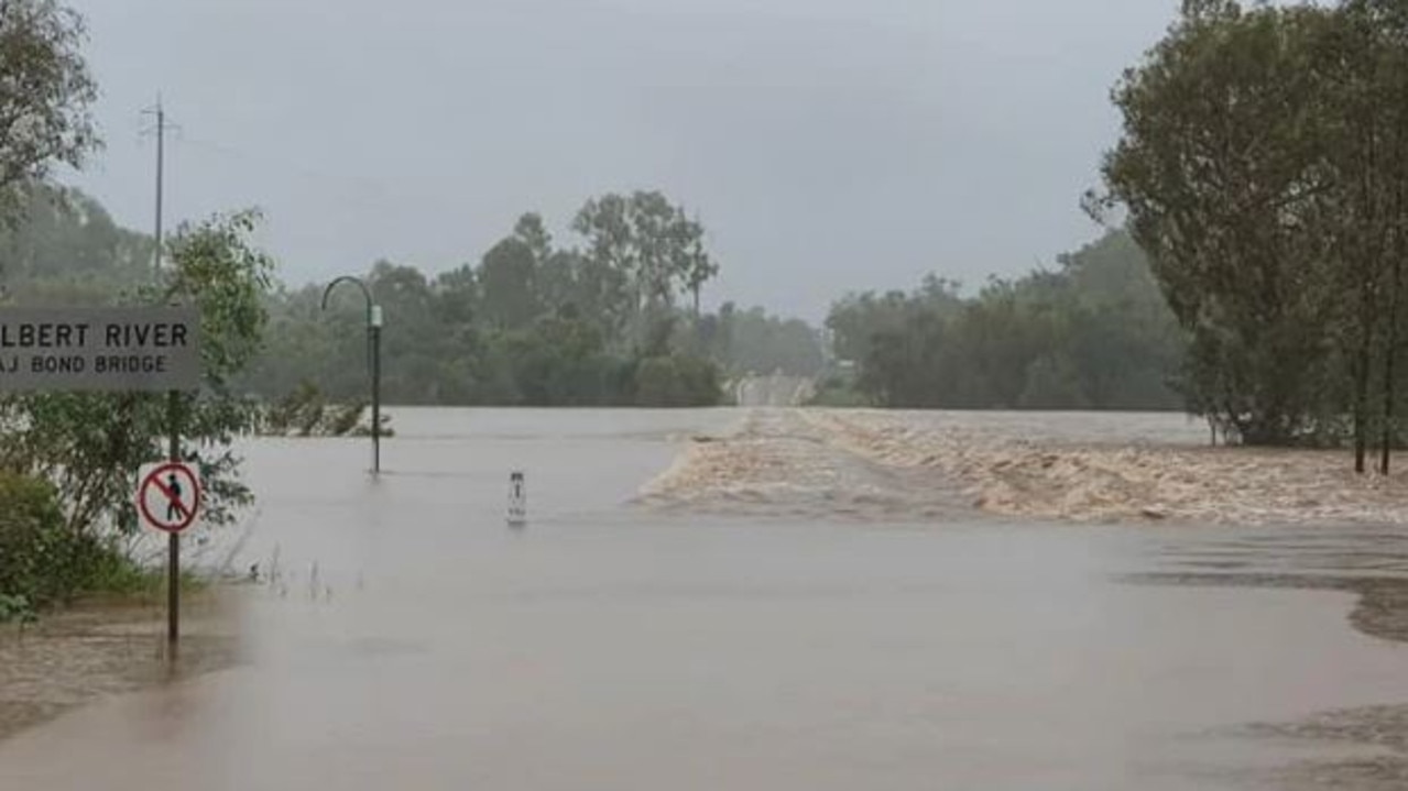 Flooding on the Gulf Development Rd at the Gilbert River on Monday morning. Picture: Robyn Lethbridge/Facebook.