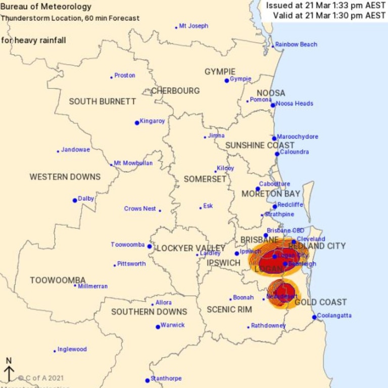 Destructive storm cell to impacts part of Ipswich as BOM issues severe ...